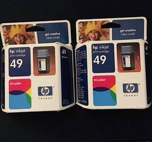 2 HP 49 Ink Cartridge Toner Tri-Color 51649A OEM - Exp May 2005 SEALED - Picture 1 of 5