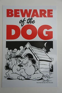 BEWARE OF THE DOG - FUN CARTOON DOG WARNING SIGN - GUARD DOG IN KENNEL - Picture 1 of 1