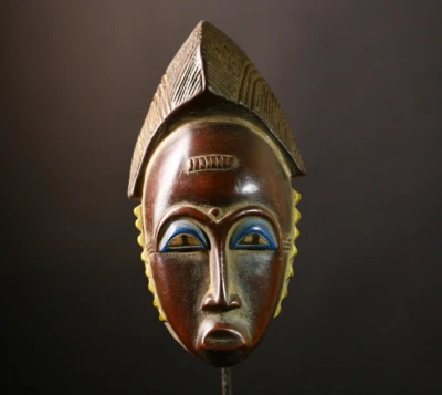 Máscara Punu africana tallada a mano cara blanca madera tribal decoración de pared acento arte-G3687 Foto 1 de 4