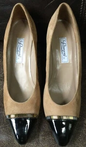 Rangoni of Florence All Leather Tan / Black Toe Tips Sz 9B 3” Heel (Comoda) New. - Picture 1 of 6