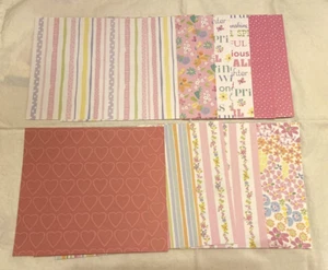 Papel para álbum de recortes PInk bebé niña 6" x 6" DSP-16 hojas-tarjetas-floral-rayas-puntos - Imagen 1 de 3