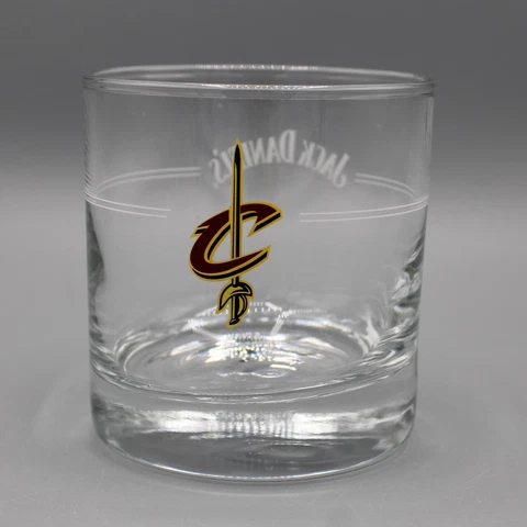 Jack Daniel's Whiskey 8 oz. Rocks Drink Glass Cleveland Cavaliers NBA Basketball Cover