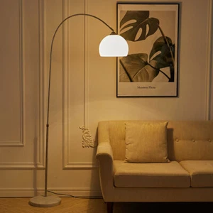Stylish Reading Light Arch Design Floor Lamp Dome Lampshade Marble Standing - Picture 1 of 32