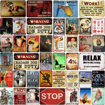 Retro Metal Tin Sign Plates Classical Wall Plaques Bar Pub Club Customize Decor - Image 1 of 4