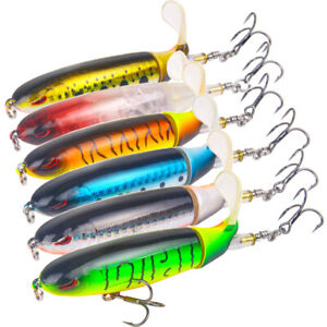 Lot 6Pcs Whopper Plopper Topwater Fishing Lures Bass Bait Floating Rotating Tail
