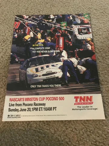 Vintage 1999 NASCAR WINSTON CUP POCONO 500 ON TNN Poster Print Ad RUSTY WALLACE Cover