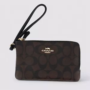 Coach Signature Double Corner Zip Wristlet Wallet - Picture 1 of 6