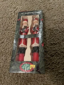 Robert Alan 10" cono esculpido--Juego de 2 velas de Papá Noel sosteniendo oso de peluche - Imagen 1 de 10