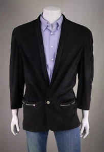 Gianni Versace Vintage 80s 90s Baggy Suede Leather Shawl Blazer Jacket~ Medium - Picture 1 of 8