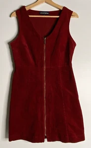 Princess Highway Pinafore Dress Women 10 Red Corduroy "Honey Cord Pinny" Stretch - Picture 1 of 14