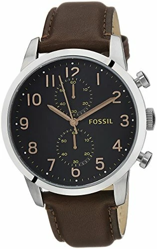 Reloj para hombre Fossil Townsman esfera negra SS cuero marrón cronógrafo FS4873 Foto 1 de 1