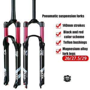 Mountain Bike Air Front Fork 140mm Stroke Damping Adjustment Fork 26/27.5/29inch - Picture 1 of 36