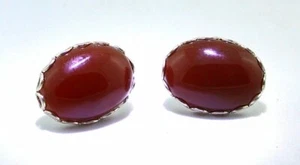 Pendientes ovalados de plata esterlina con bisel de ágata cornalina natural 18x13 PE24 - Imagen 1 de 3
