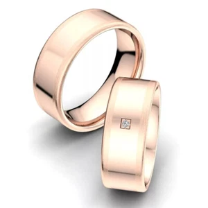 0.10 Ct Valentine Real Diamond His & Her Bands 14K Rose Gold All Size Available - Bild 1 von 4