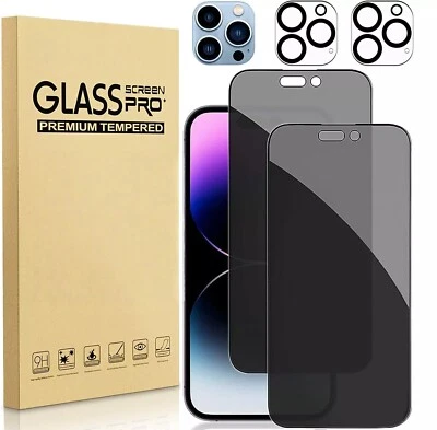 For iPhone 17 16e 15 14 13 Pro Max Privacy Tempered Glass Screen Protector+Lens - Image 1 of 4