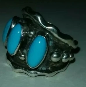 INDIANER TRIPPLE TÜRKIS STERLINGSILBER RINGGRÖSSE 7 - Bild 1 von 5