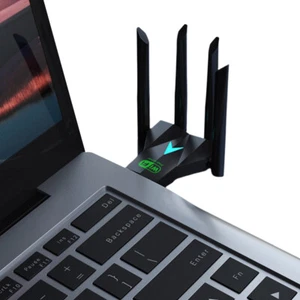 1300Mbps Wi-Fi Dongle Dual Band 2.4/5.8Ghz USB 3.0 WiFi Adapter 4 Antenna for PC - Bild 1 von 12