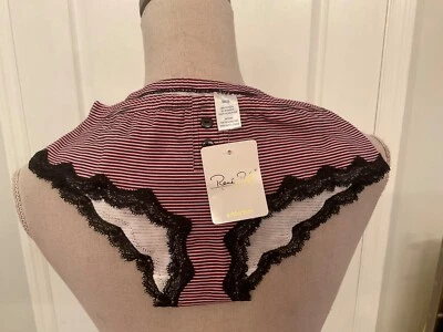 Rene Rofe Intimates Panties Stripe Pink & Black Size M 6 *NWT* - Image 1 of 3