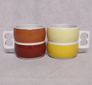 Block Chromatics Coffee Mugs 2 Gold Brown 10102 10708 - Picture 1 of 8