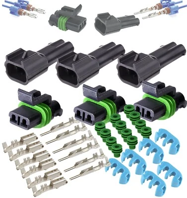 Delphi 2-Way Metri-Pack 280 Series Connector 16 18  AWG Sealed Waterproof 3-SET - Image 1 of 4