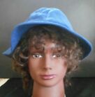 Petit chapeau seau vintage en lin bleu pour femmes moyen fabriqué aux États-Unis