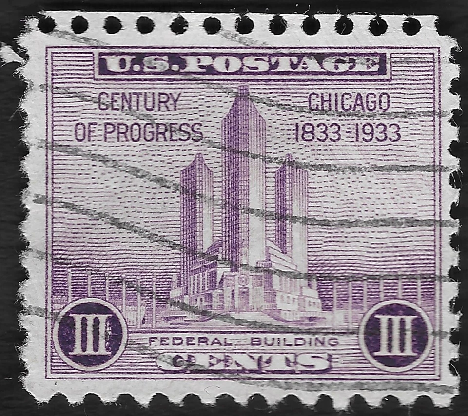 USA Used, 1933 Issue, 1 Cent Federal Building at Chicago (KBX) - Image 1 of 1