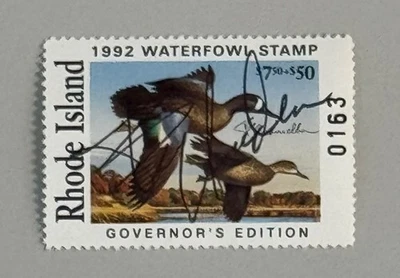 1992 Rhode Island State Duck Stamp - Governor Hand Signed - Image 1 of 2