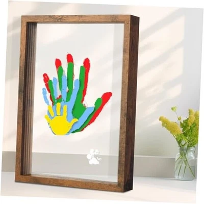 Kit de huellas de manos familiares, marco de recuerdo artesanal hágalo usted mismo, impresión de mano personalizada marrón Foto 1 de 4