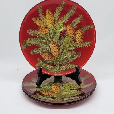 Juego de 3 platos de ensalada Vietri Winter Berry Navidad pino cono 8 1/4" Foto 1 de 4