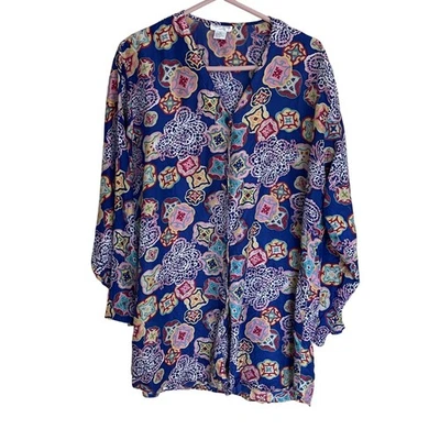 Vestido Robert Stock Limited Vintage Mujer Talla Grande Multicolor Túnica Pura Seda Foto 1 de 4