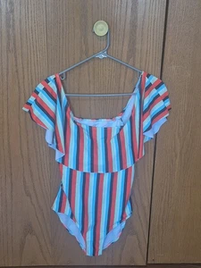 OZOWO Costume da bagno donna a righe colorate pezzo unico taglia S - Foto 1 di 6