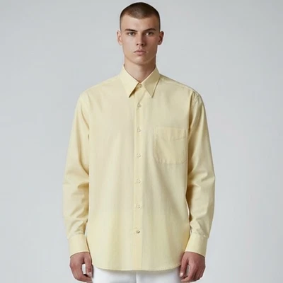 Canali Мужская рубашка на пуговицах 41 / 16 желтый длинным рукавом хлопок сделано Италия - Изображение 1 из 4