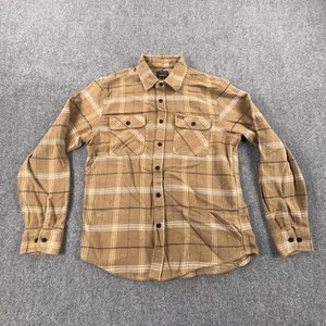 Brixton Bowery Shirt Mens Medium Brown Plaid Flannel Long Sleeve Standard Fit - Picture 1 of 10