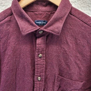 Proper Cloth Beacon Flannel Button Shirt Mens 17.5 33 Burganday Long Sleeve 2XL - Picture 1 of 18