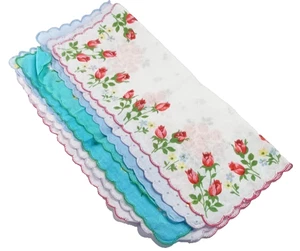 Cotton Handkerchiefs Hankies Floral Multicolor Unisex~ Set of 4 - Bild 1 von 6