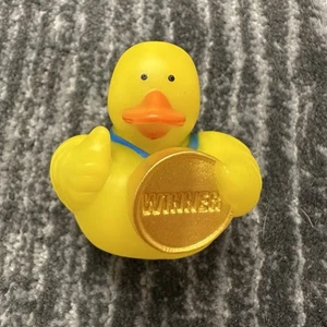 Rubber Duck Gold Metal Blue Ribbon Jeep Ducked Decor Car Cruise 1st Place Ducky - Picture 1 of 10