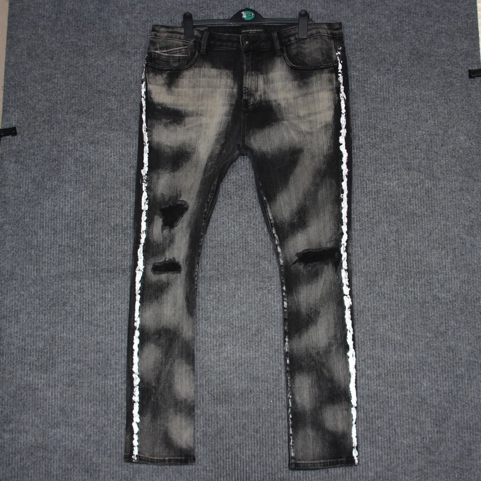 Cult of Individuality Mens Distressed Black Wash Denim Jeans Size 40x32 Rare - Image 1 of 4