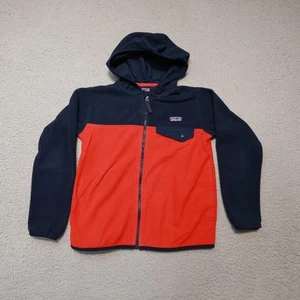 Patagonia Full Zip Fleece Hoodie Youth XS 5-6 Navy Red Outdoors Jacket Kids - Picture 1 of 16