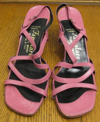 TACONES/SANDALIAS FAMOLARE vintage correa al tobillo plataforma cuña talla 7,5 S Foto 1 de 4