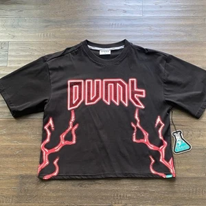 DVMT Graphic Tee Mens Sz Medium Black Red Crop Crew Neck Rhinestone Streetwear - Picture 1 of 5