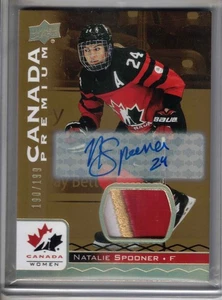 2017 UD Team Canada Juniors Women hockey Natalie Spooner patch auto /199 card - Bild 1 von 2