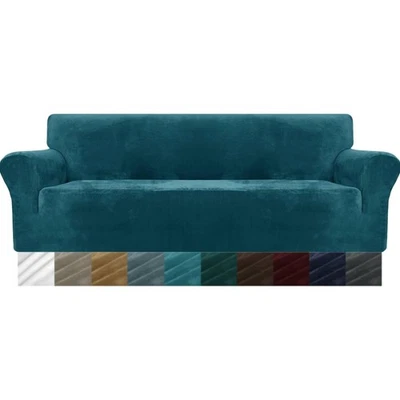 Sofabezug 4 Sitzer Samt Stretch rutschfest & waschbar Schlafsofa Schutz - Bild 1 von 2