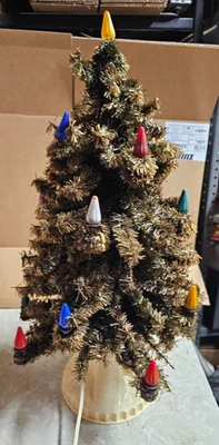 Árbol de Navidad iluminado vintage Noma eléctrico 18 enchufes 24" luces Bb Visca C6 Foto 1 de 4