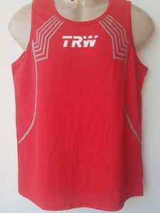 Mens Guys Boys Red Sports Runners Walking Gym Dry Contrast Singlet Size Large - Picture 1 of 13