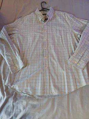 Lyle & Scott Escocia Hombres XL Manga Larga Botón Abajo Tostado Blanco Camisa A Cuadros Foto 1 de 4