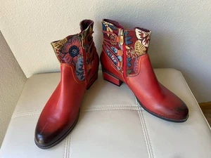 Spring Step L'Artiste Live Leather Floral Tapestry Tassel Boot Size 39 - Picture 1 of 3