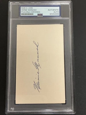Heinie Manush Signed Auto Index Card Washington Senators PSA DNA 996 - Image 1 of 3