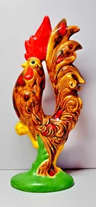 Vintage Ceramic Rooster Colorful Hand Painted 11.5" Farmhouse Decor 1970s - Picture 1 of 5