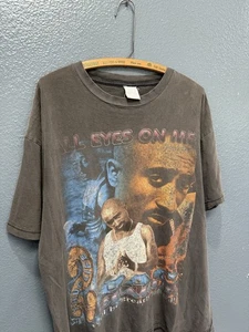 Vintage 90’s 2pac All Eyez On Me Rap Hip Hop Black Tee Shirt XL St Evan’s  - Picture 1 of 9
