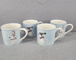 Eddie Bauer blau Schneemann Tassen/Kaffeetassen, 4er Set, Urlaub/Weihnachten, 2 Designs - Bild 1 von 9